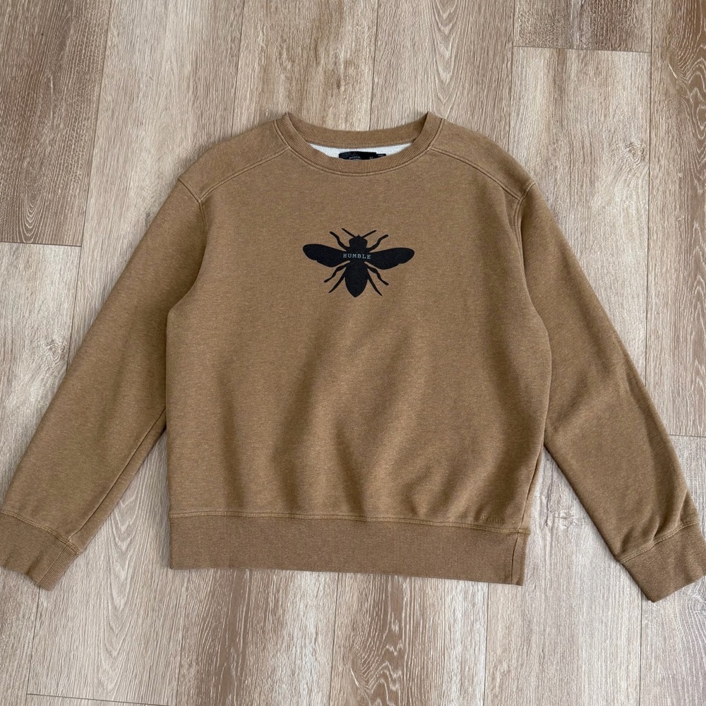 Prana Organic Cotton Humble Bee Graphic Sweatshirt Tee Size Medium Brown / Tan